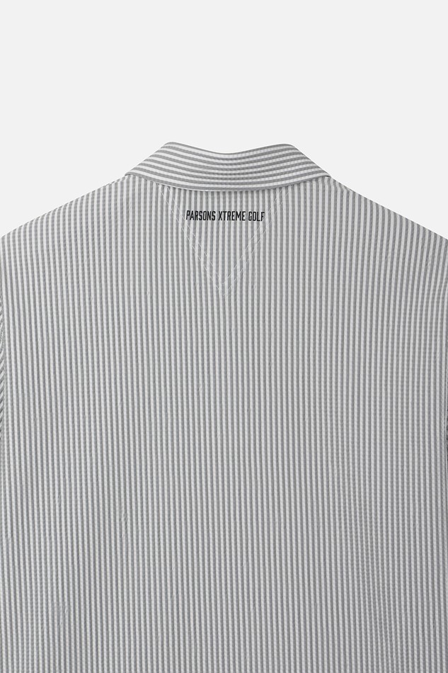 MEN STRIPE PATTERN COLLAR SHORT SLEEVE