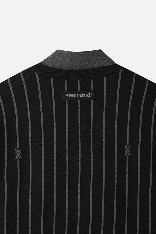 MEN STRIPE PATTERN COLLAR-LAYERED SWEATER