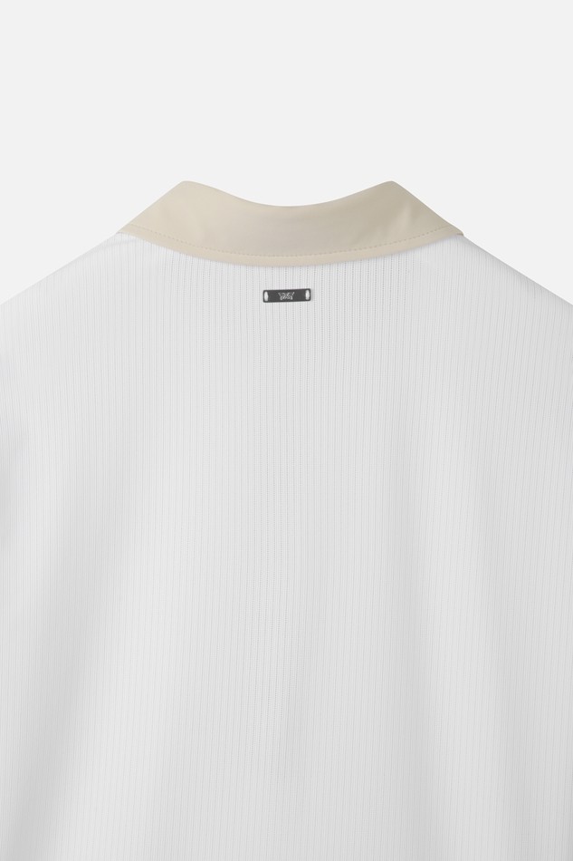 WOMEN COLOR BLOCK MIDDLE SLEEVE POLO SHORT SLEEVE