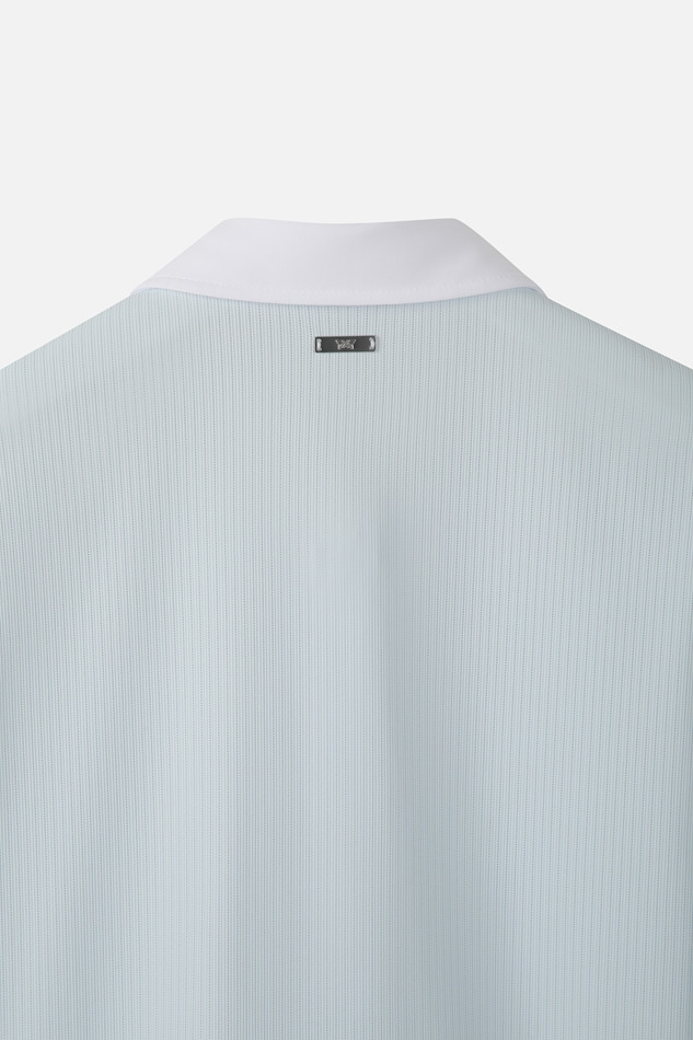 WOMEN COLOR BLOCK MIDDLE SLEEVE POLO SHORT SLEEVE