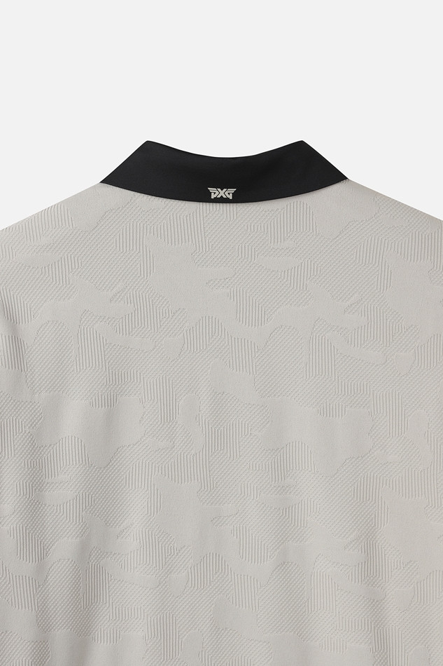 MEN MESH JACQUARD COLLAR SHORT SLEEVE