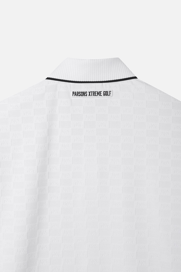 MEN JACQUARD PATTERN COLLAR SHORT SLEEVE