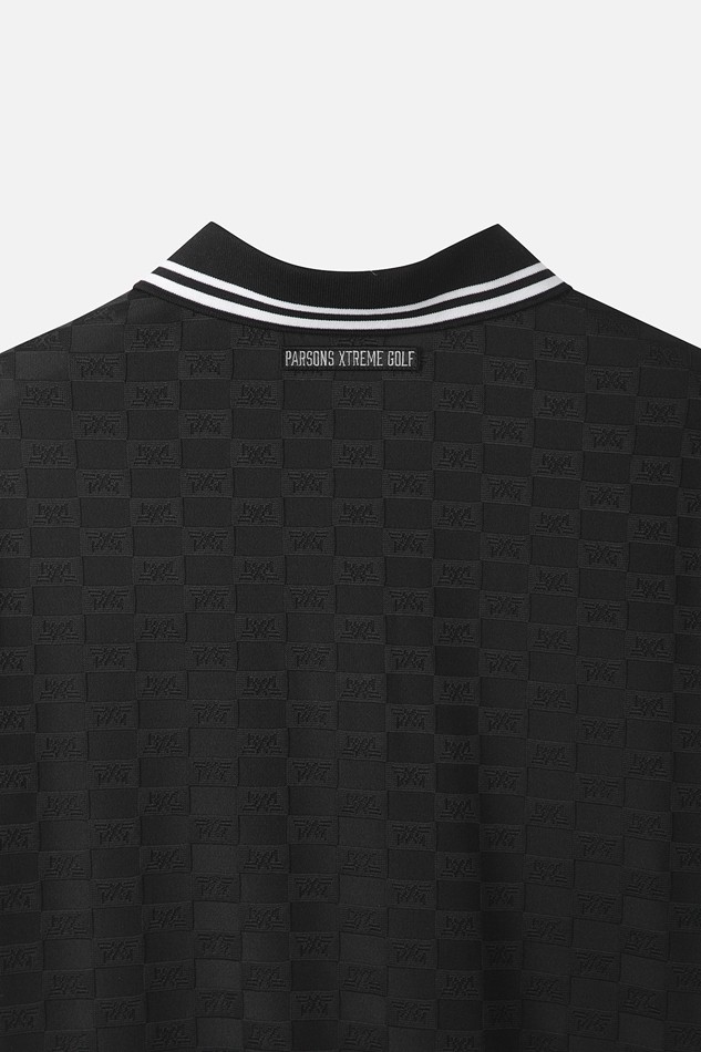 WOMEN JACQUARD COLLARED SHORT SLEEVE