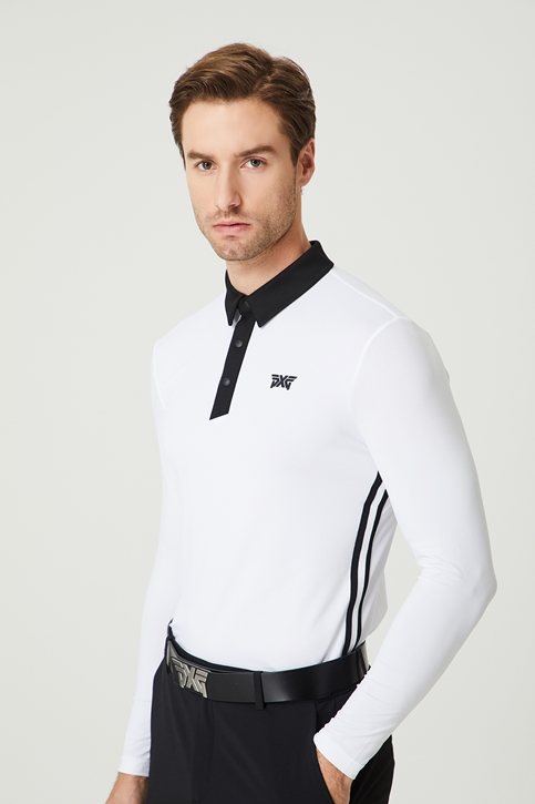 SUMMER COLOR BLOCKED COOL SLEEVE COLLAR LONG SLEEVE T-SHIRT