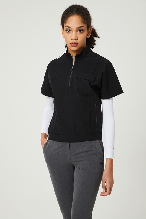 SHORT SLEEVE WOVEN VEST