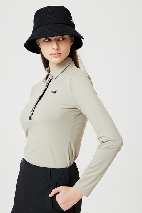 WOMEN BASIC COLLAR LONG SLEEVE T-SHIRTS