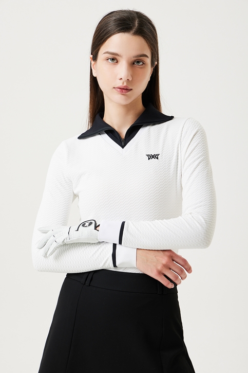 KNIT COLLAR HALF ZIP-UP T-SHIRTS