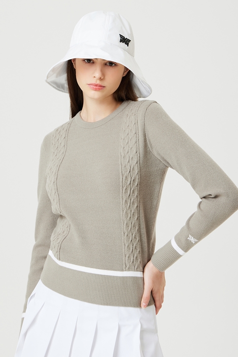 WOMEN CABLE MIXED SWEATER