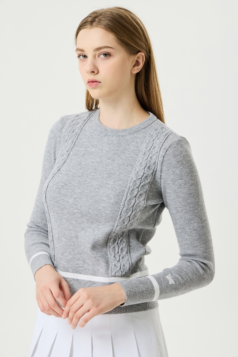 WOMEN CABLE MIXED SWEATER