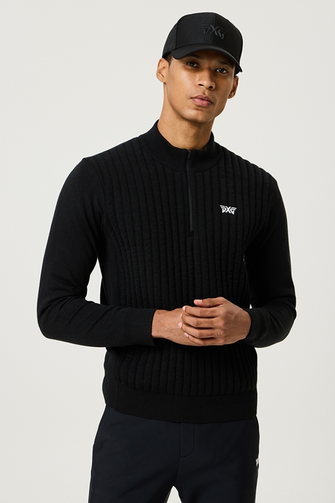 WINTER TEXTURED PADDING HALF-ZIP SWEATER