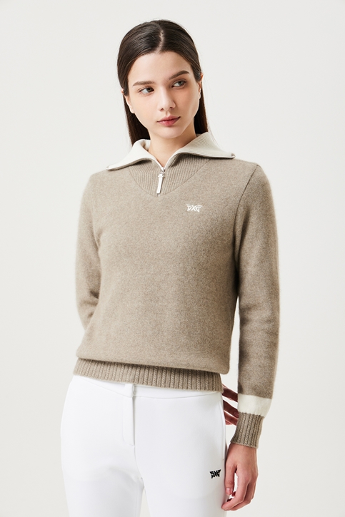 WOMEN WINTER WINDPROOF HALF ZIP-UP SWEATER