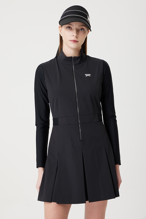 WOMEN WOVEN MIX LONG-SLEEVE ONE-PIECE
