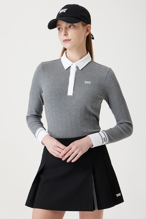 WOMEN TEXTURED COLLAR LONG-SLEEVE