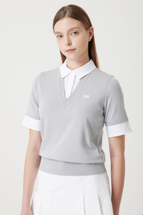 WOMENS COLLARED SHORT SLEEVE KNIT