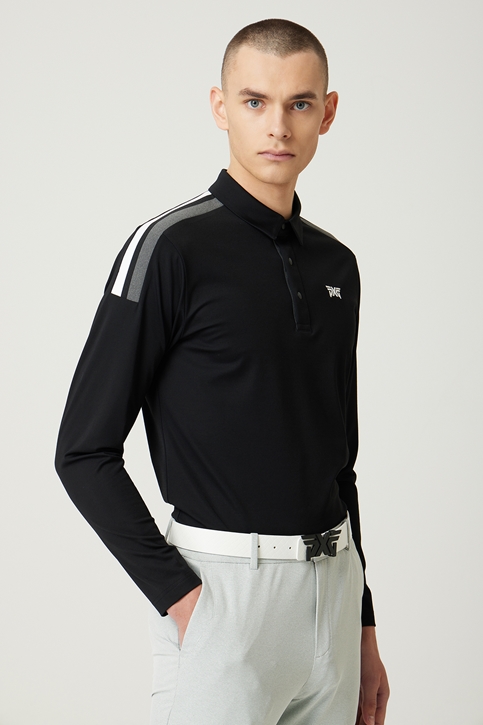 COLOR BLOCKED COLLAR LONG-SLEEVE