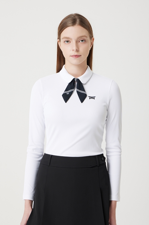 WOMEN SCARF COLLAR LONG-SLEEVE