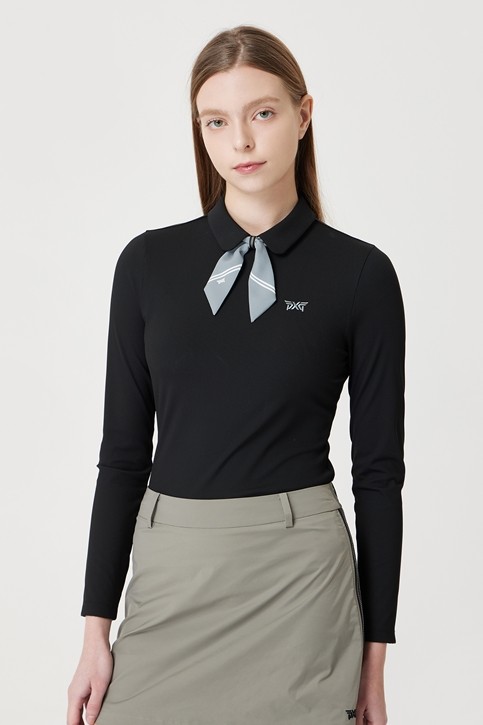 WOMEN SCARF COLLAR LONG-SLEEVE