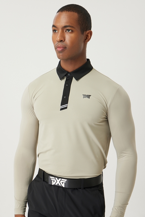 SUMMER COLOR BLOCKED COOL SLEEVE COLLAR LONG-SLEEVE