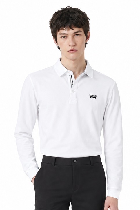 MEN ESSENTITAL BRUSHED COLLAR LONG SLEEVE PKFCM211101 WHITE 상품 이미지 1