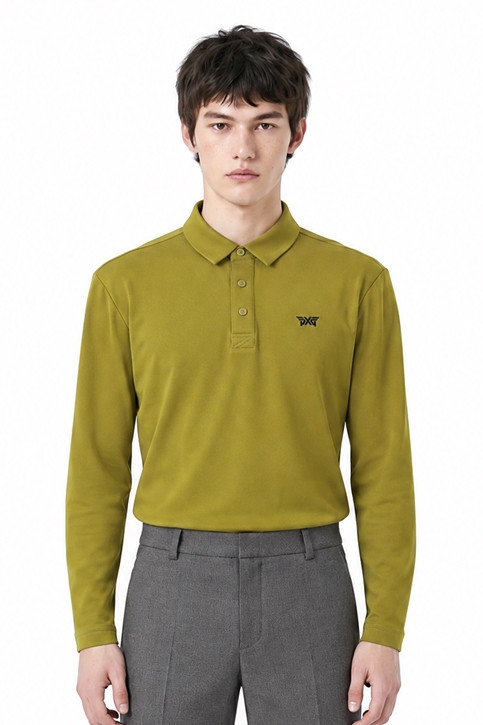 MEN ESSENTITAL BRUSHED COLLAR LONG SLEEVE PKFCM211108 MOSS GREEN 상품 이미지 1