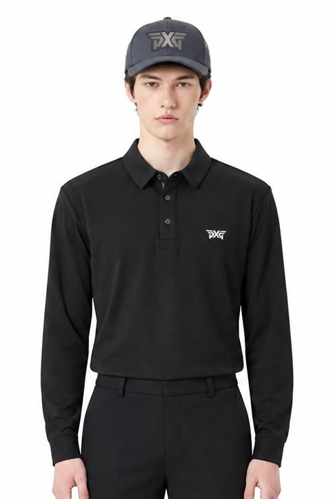 MEN ESSENTITAL BRUSHED COLLAR LONG SLEEVE PKFCM211121 BLACK 상품 이미지 1
