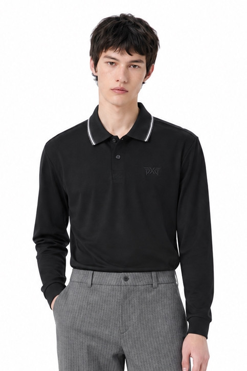 MEN KNITTED NECK COLLAR LONG SLEEVE PKFPM210921 BLACK 상품 이미지 1