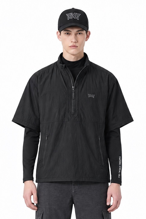 MEN PADDING SHORT-SLEEVED ANORAK JACKET PKFPM640921 BLACK 상품 이미지 1
