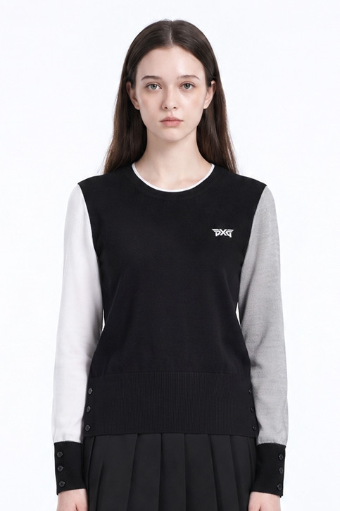 WOMEN TEXTURE MIX SWEATER PKFPW410421 BLACK 상품 이미지 1