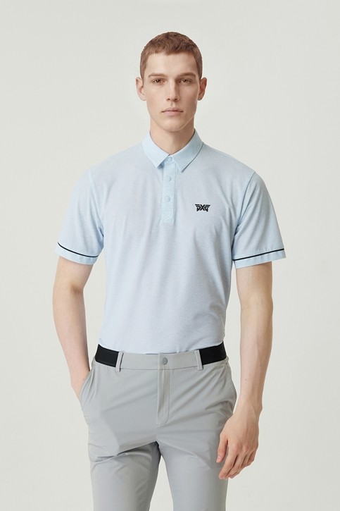 MEN TWO-TONE PRINT COLLAR SHORT SLEEVE