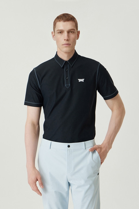MEN STITCH POINT COLLAR SHORT SLEEVE