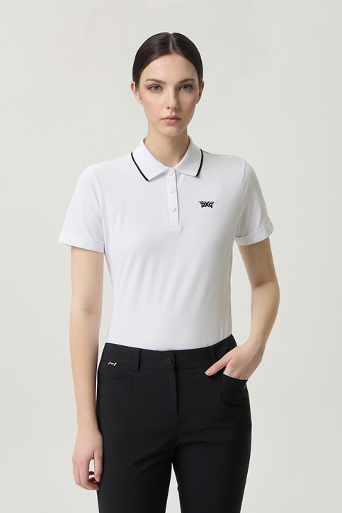 WOMEN BASIC COLLARED SHORT SLEEVE