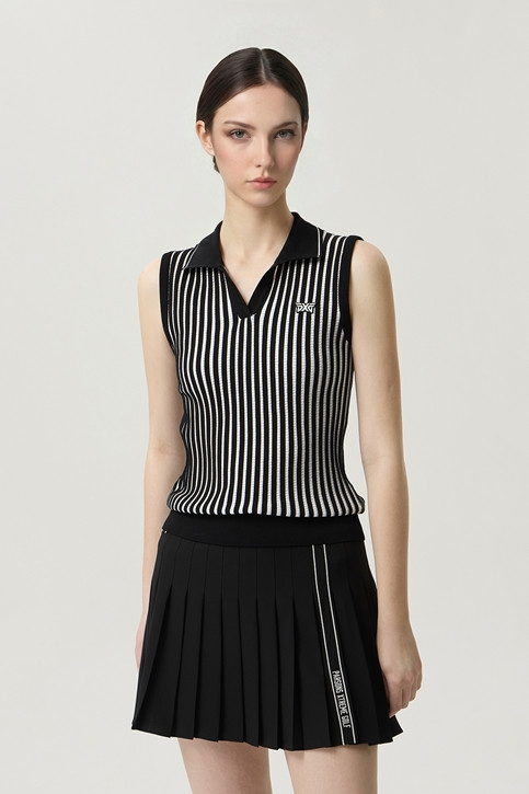WOMEN COLLARED KNIT SLEEVELESS