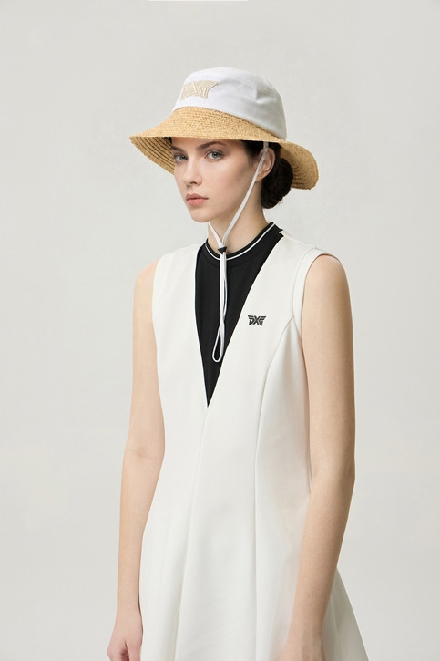 WOMEN COLORBLOCK RAFFIA HAT