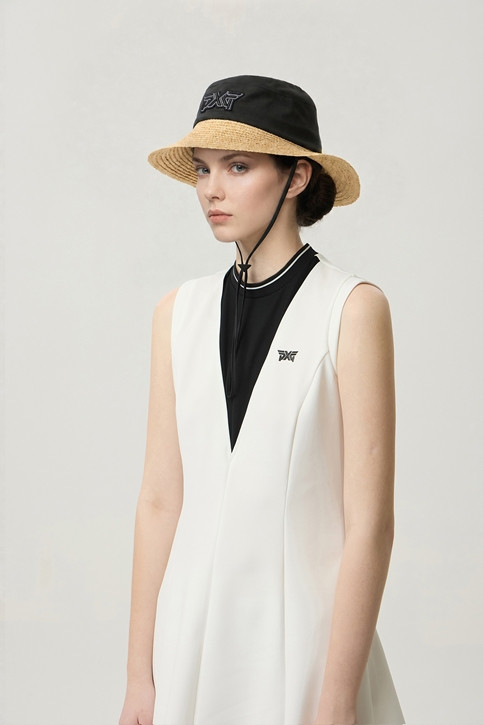 WOMEN COLORBLOCK RAFFIA HAT
