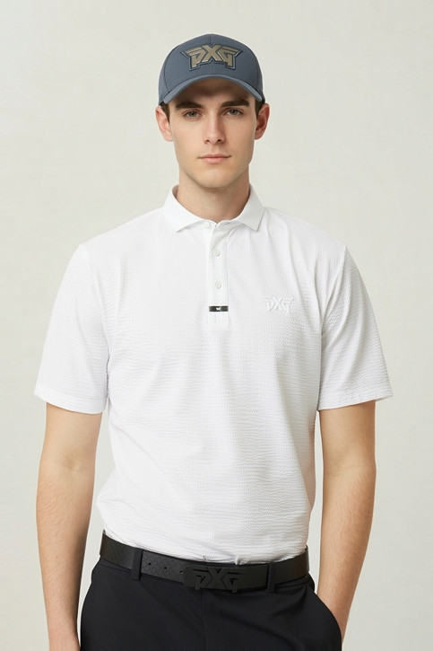MEN NEW TEXTURED COLLAR SHORT SLEEVE