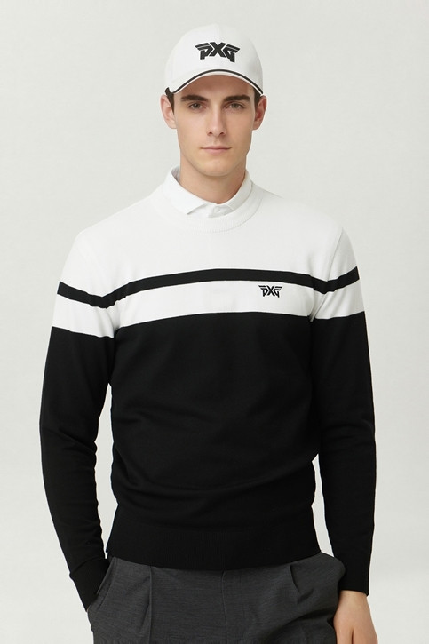 MEN COLOR BLOCKED ROUND NECK SWEATER