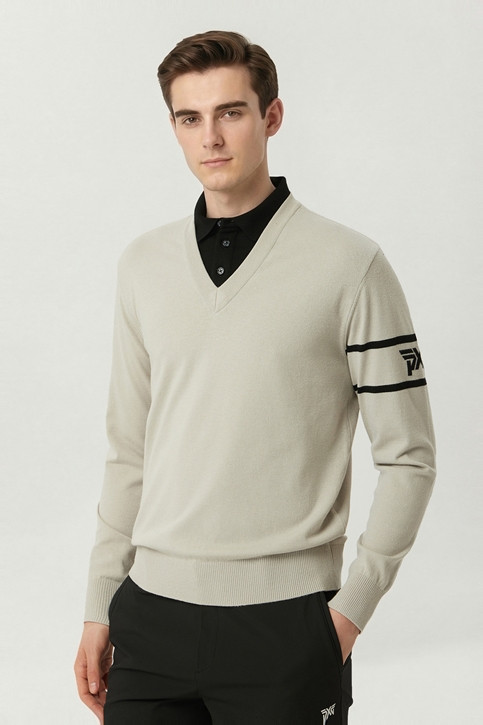 MEN COLLAR LAYERED SWEATER