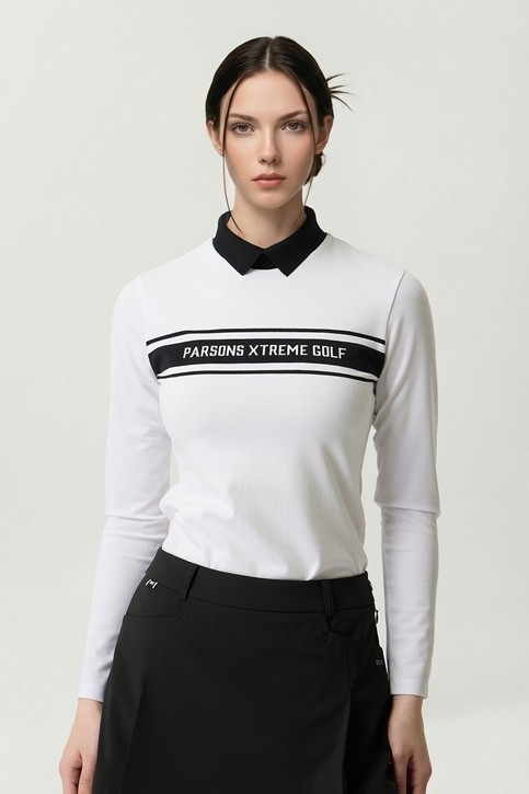 WOMEN LOGO POINT COLLARED LONG SLEEVE