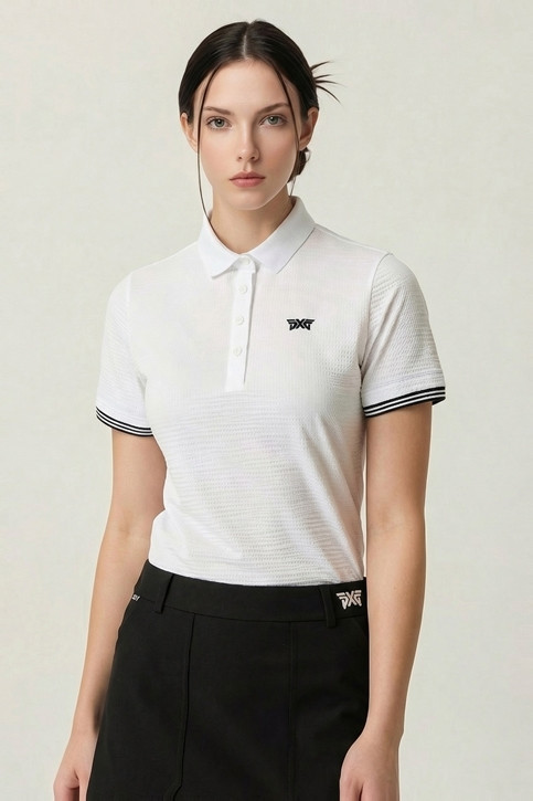 WOMEN NEW TEXTURED COLLAR SHORT SLEEVE