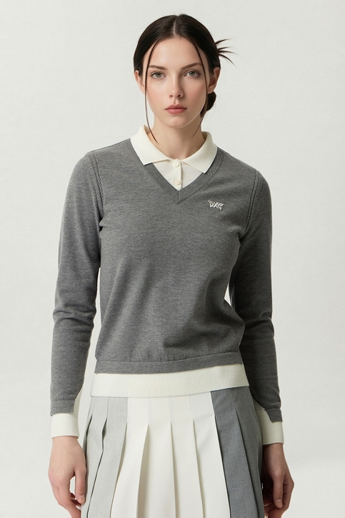 WOMEN FAKE LAYERED SWEATER
