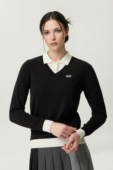 WOMEN FAKE LAYERED SWEATER