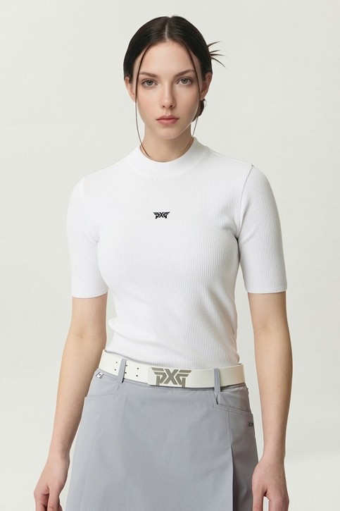 WOMEN SHORT SLEEVE MOCK NECK SWEATER