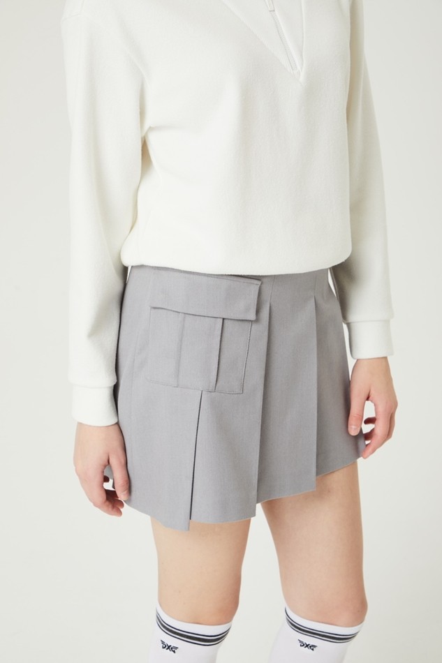 WOMENS UNBALANCED PLEATED SKIRT