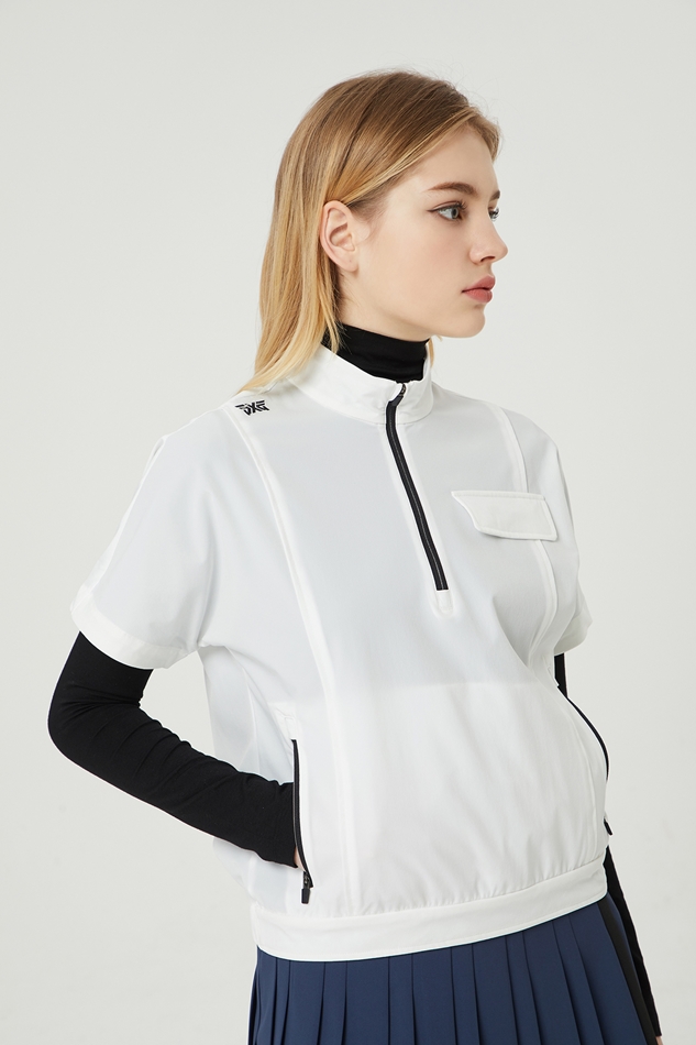 SHORT SLEEVE WOVEN VEST