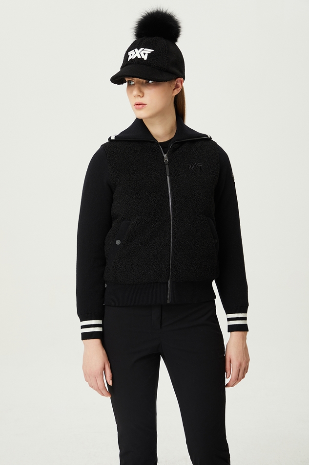 WOMEN WINTER BOUCLE HYBRID DOWN CARDIGAN