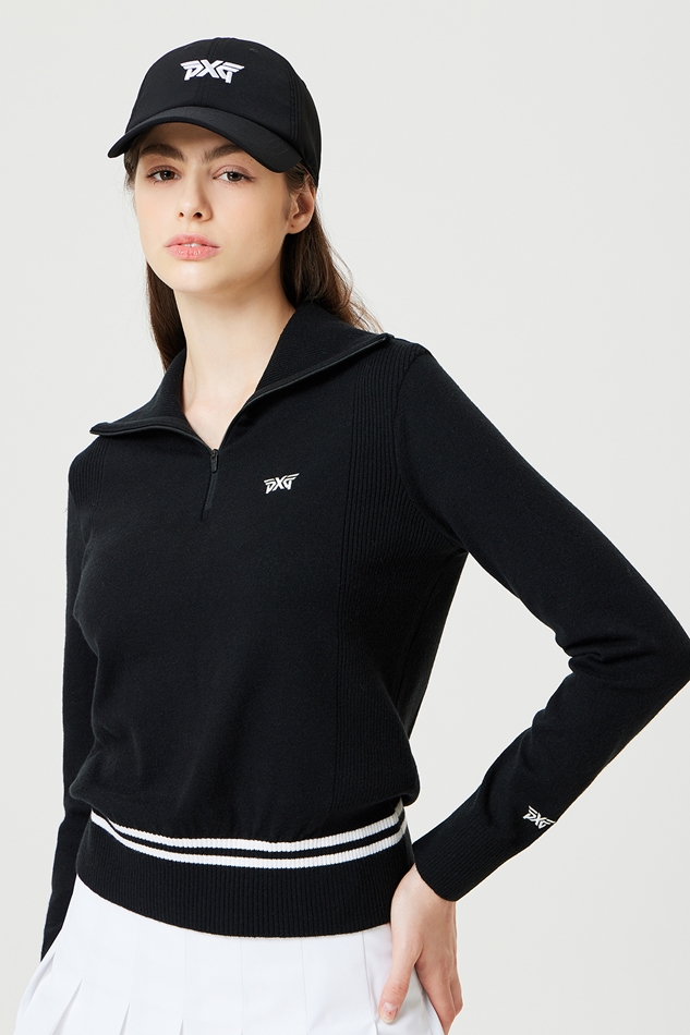 WOMEN HALF ZIP-UP SWEATER