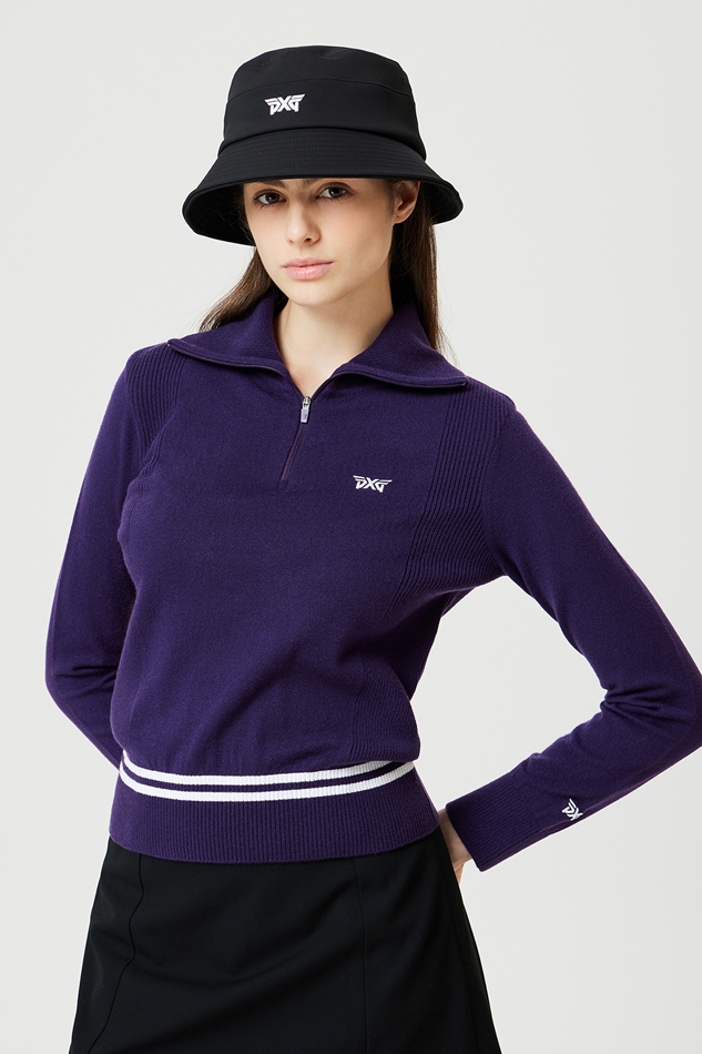 WOMEN HALF ZIP-UP SWEATER