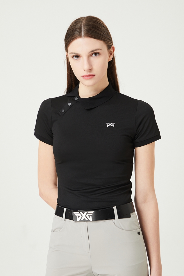 WOMEN SUMMER SIDE COLLARED T-SHIRT