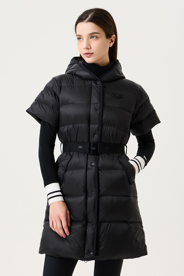 WOMEN WINTER SHORT SLEEVED LONG DOWN JACKET