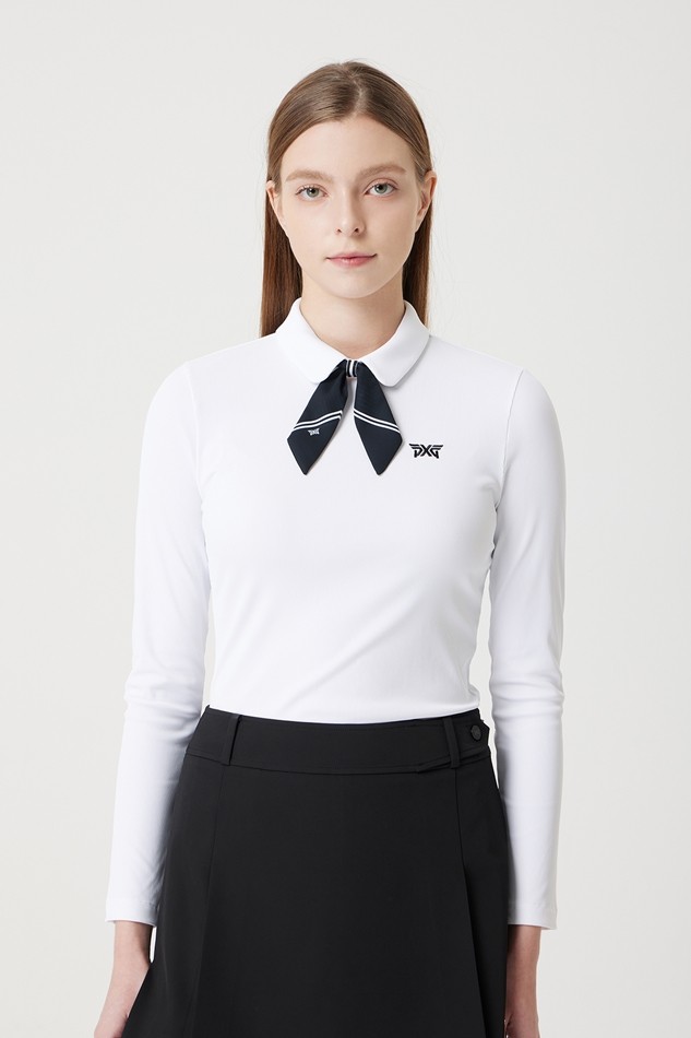 WOMEN SCARF COLLAR LONG-SLEEVE